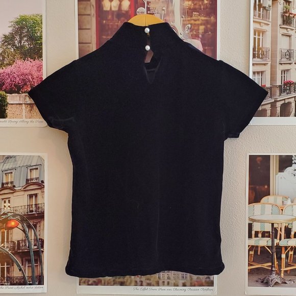 Vintage 90s Black Velvet Top - Picture 2 of 6